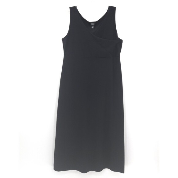 Eileen Fisher Dresses & Skirts - Eileen Fisher Black Crepe midi Dress Size M empire faux wrap sleeveless stretch